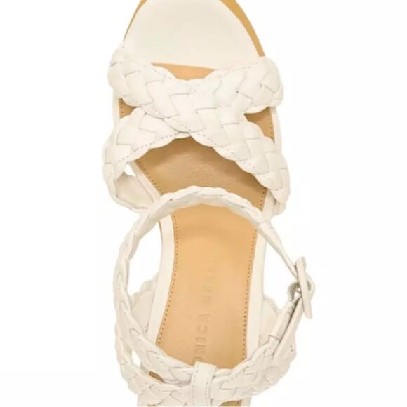 VERONICA BEARD Gael Woven Leather Ankle Strap Wooden Platform Sandals NWT $395 - Picture 7 of 9